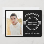 Moderne foto Afstuderen zwarte en witte strepen Aankondiging (Voorkant)