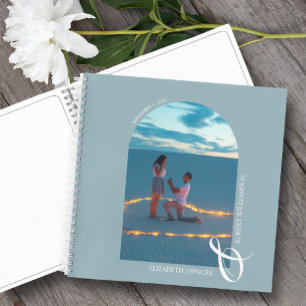 Moderne foto-arch Slate Blue Wedding Guest Book Notitieboek