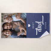 Moderne foto beste vader ooit blauw strandlaken (Voorkant)