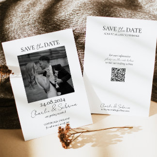 Moderne foto Bewaar de Date Kaart met QR Code