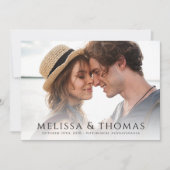 Moderne foto Bewaar de datum QR Code Simple Brown Save The Date (Voorkant)