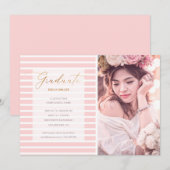 Moderne foto Blush Pink Stripes Afstuderen Kaart (Voorkant / Achterkant)