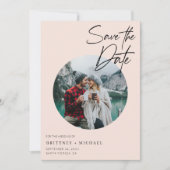 Moderne foto Blush roze Save The Date (Voorkant)