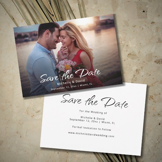 Moderne foto Boho Eenvoudige bestemming Trouwen Save The Date