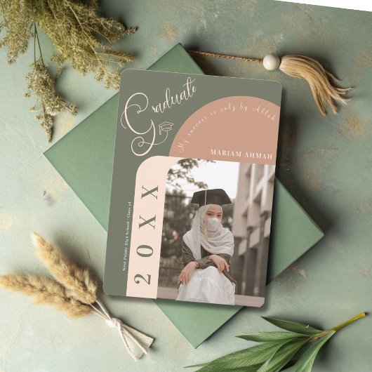 Moderne foto Bold Kalligrafie Islamitisch afstuder Kaart