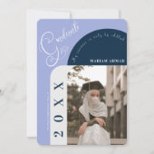 Moderne foto Bold Navy Blue Islamitisch afstuderen Kaart (Voorkant)