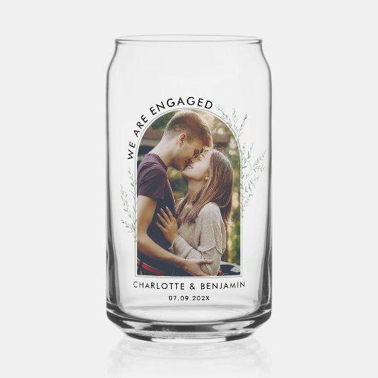 Moderne foto boog bruiloft Verloving aandenken Blikvorm Glas (Voorkant)