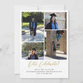 Moderne foto-boog & collage goud script afstuderen kaart (Achterkant)