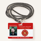 Moderne foto brandweerman-ID Badge (Voorkant met draagriem)