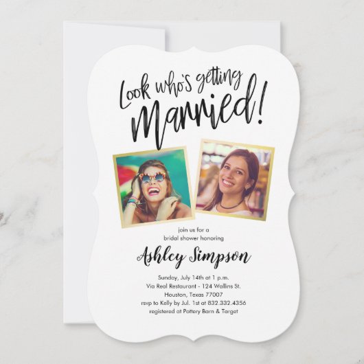 Moderne foto Bridal Shower Invitations Kaart (Voorkant)