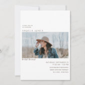 Moderne foto Bridal White Invitation Kaart (Voorkant)