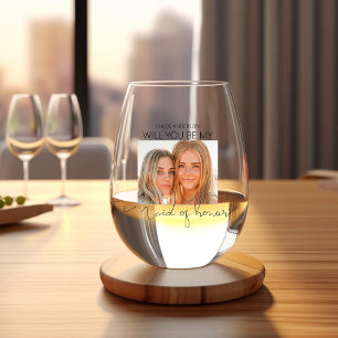Moderne foto bruidsmeisje voorstel wijnglas zonder voet