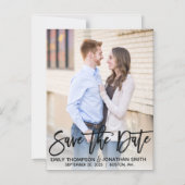 Moderne foto-bruiloft bespaart de datum-magneet zw magnetische uitnodiging (Voorkant)