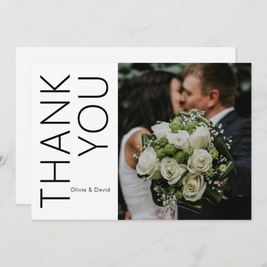 Moderne foto bruiloft dank u kaart met bericht (Voorkant / Achterkant)