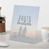 Moderne foto bruiloft gastenboek teken reclamebord met voetstuk (Insitu)