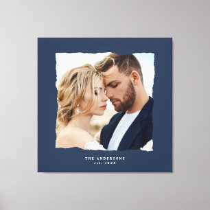 Moderne foto bruiloft gepersonaliseerde est. in canvas afdruk