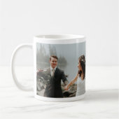 Moderne foto bruiloft gepersonaliseerde scriptname koffiemok (Links)