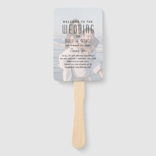 Moderne foto bruiloft programma Hand Fan Handwaaier (Voorkant)