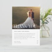 Moderne foto bruiloft zwart wit dank u kaart (Staand voorkant)