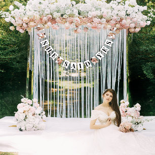 Moderne Foto Bruiloftsshower Vlaggetjes