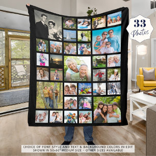 Moderne foto Collage 33 Pics Gepersonaliseerd zwar Fleece Deken