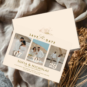 Moderne foto-collage Boho-bruiloft Save The Date