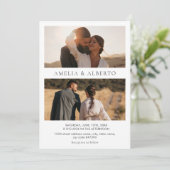 Moderne foto collage bruiloft uitnodiging (Staand voorkant)