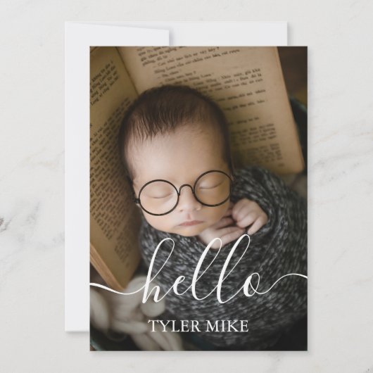 Moderne Foto Collage Custom Newborn Baby Boy Aankondiging (Voorkant)