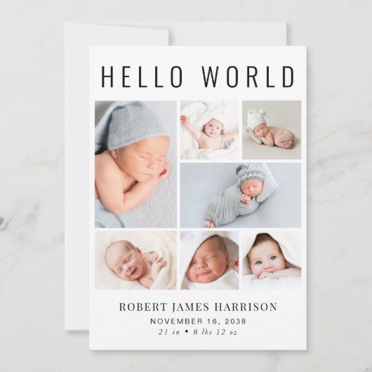 Moderne foto-collage geboorte aankondiging (Voorkant)