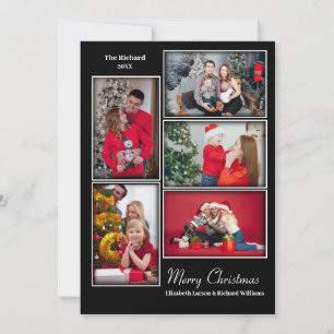 Moderne Foto Collage Minimaal Zwart Kerstmis Feestdagenkaart