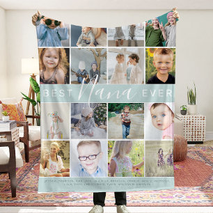 Moderne Foto Collage & Namen voor de Beste Oma Ooi Fleece Deken