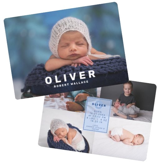 Moderne foto Collage Newborn Baby Boy Birth Aankondiging