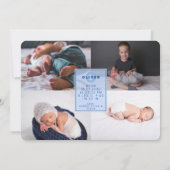 Moderne foto Collage Newborn Baby Boy Birth Aankondiging (Achterkant)