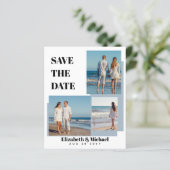 Moderne FOTO Collage Save Dates Stof Blauw (Staand voorkant)
