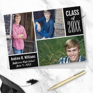 Moderne foto-collage van eindexamenklas 20XX Blauw Kaart