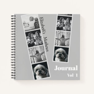 Moderne foto-collage zwart-wit laptop notitieboek