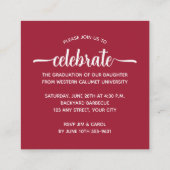 Moderne foto Crimson Afstuderen Informatiekaartje (Achterkant)