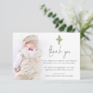 Moderne foto Cross Christening Baptisme Dank je Notitiekaartje