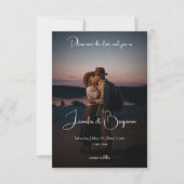 Moderne foto Donkere minimale bruiloft Save The Date (Voorkant)