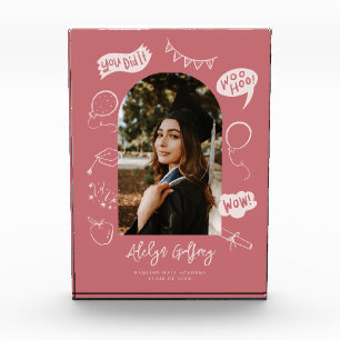 Moderne foto Doodle Afstuderen Blush Pink Keepsake