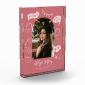 Moderne foto Doodle Afstuderen Blush Pink Keepsake (Links)
