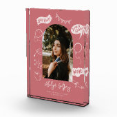 Moderne foto Doodle Afstuderen Blush Pink Keepsake (Rechts)