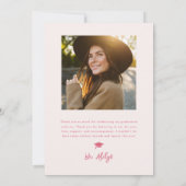 Moderne foto Doodle Afstuderen Roze Aankondiging (Achterkant)