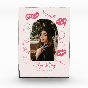 Moderne foto Doodle Afstuderen Roze Keepsake