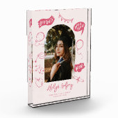 Moderne foto Doodle Afstuderen Roze Keepsake (Links)
