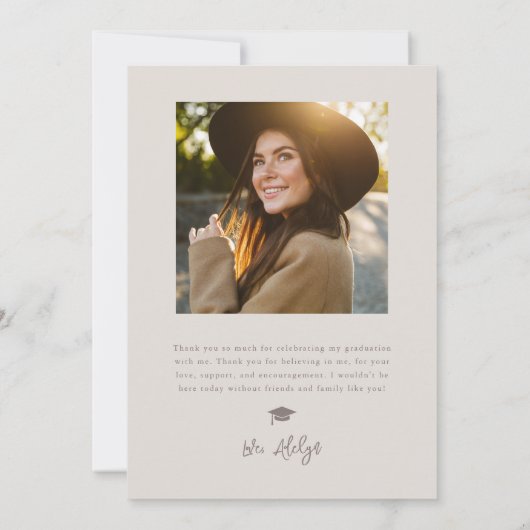 Moderne foto Doodle Afstuderen Sand Beige Aankondiging (Achterkant)