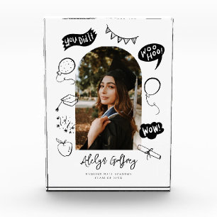 Moderne Foto Doodle Afstuderen Witte Keepsake