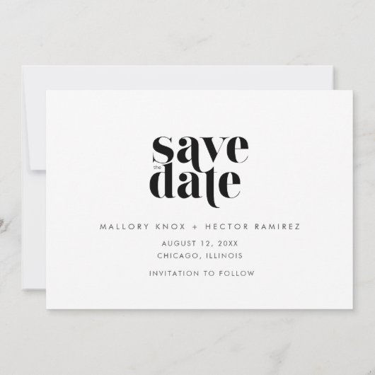 Moderne foto Eenvoudige Typografie Bruiloft Save The Date (Achterkant)