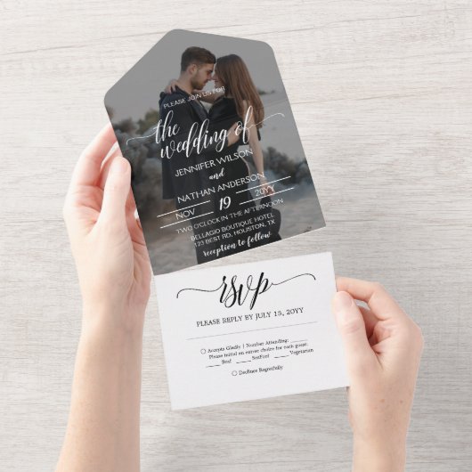 Moderne foto Elegant All In One Uitnodiging (Afscheurbaar)