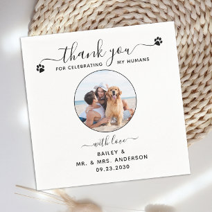 Moderne foto Elegant script Bedankt Pet Wedding Servet